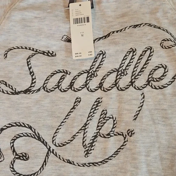 Anthropologie Anthropologie Gray Crew-Neck Graphic Sweatshirt Saddle Up M - Picture 7 of 8